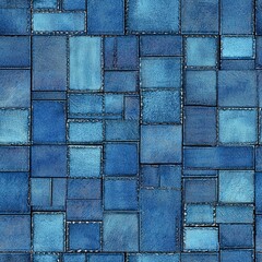 Wall Mural - Blue denim patchwork