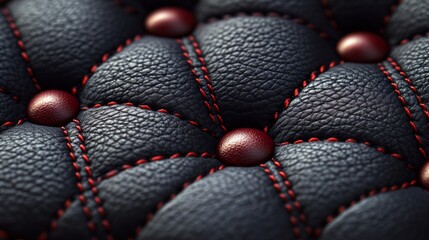 Aufkleber - An intricate close-up of textured leather highlights the stitching and buttons used in upholstery. This showcases the craftsmanship typical of artisan workshops, emphasizing fine details.