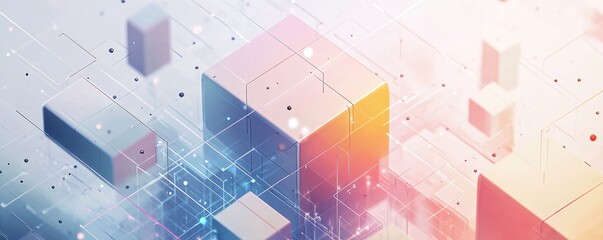 Poster - Abstract cubes forming complex network in digital space