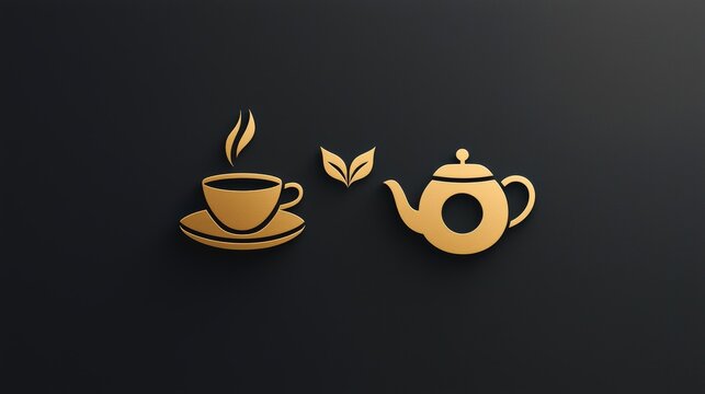 Dual coffee and tea logo design with simple icons of a coffee cup and tea pot, elegantly displayed in a balanced layout.
