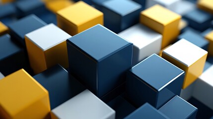 Aufkleber - Abstract background showing blue, white and gold cubes creating a 3d pattern