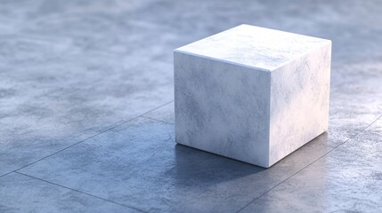 Aufkleber - White concrete cube sitting on concrete floor tiles