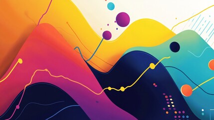 Poster - Colorful abstract background with organic flowing shapes and lines