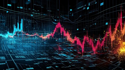 Leinwandbilder - Financial chart showing economic progress and market fluctuations
