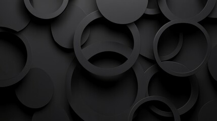 Poster - Black and gray shades of small rings on an abstract dark background.
