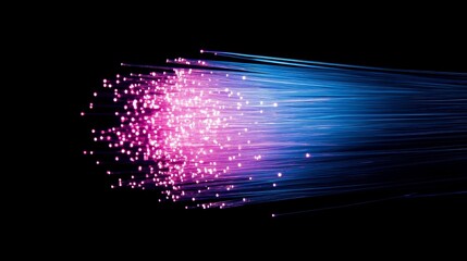Wall Mural - Illustration of 3D orange particles of optical fiber