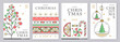 © annbozhko - Set of modern line art Merry Christmas and Happy New Year greeting cards, covers or posters with holiday decoration. Christmas background. Vector illustration