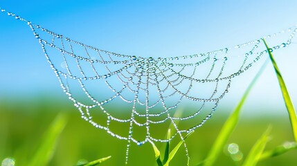 Poster - Dew-covered spiderweb