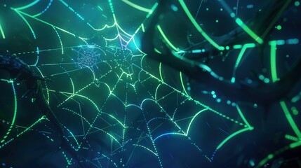 Poster - Glowing spiderweb art