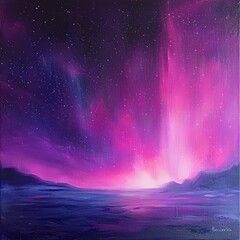 Wall Mural - Pink aurora borealis