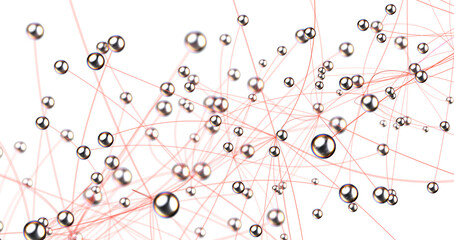 Poster - Futuristic geometric double data flow background with connecting dots and lines. Abstract digital