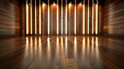 Wall Mural - Wood wall with lights