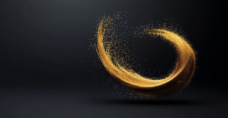 Leinwandbilder - Abstract yellow circles created from dots, circles of particles. Blend mode, FUI element. geometric background of abstract molecules.
