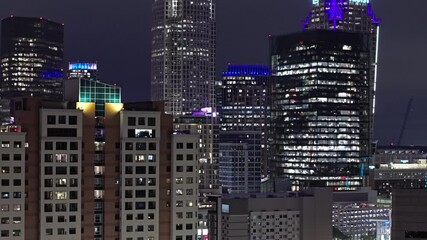 Canvas Print - Charlotte North Carolina Downtown Skyline by night - drone photography