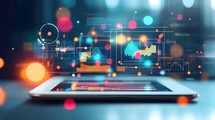 Poster - Tablet Displaying Data Analysis and Charts