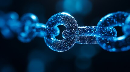 Poster - Abstract Blue Chain with Glowing Particles