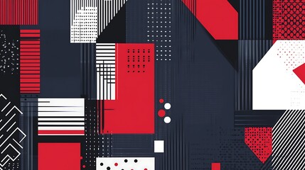 Poster - Abstract Geometric Pattern with Red, White, and Black Colors