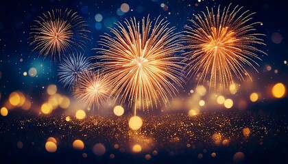 Wall Mural - new year, new year's eve, year, fireworks in the background, bokeh