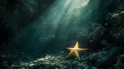 Poster - A design of a fallen star blending into layered, soft textures, symbolizing beauty and melancholy in digital art. Cinematic Scene, 4k resolution, cinematic scene
