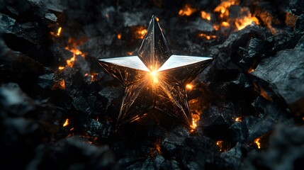 Poster - A multi-layered, high-value graphic of a star surrounded by deep textures, representing wealth and status in digital form. Cinematic Scene, 4k resolution, cinematic scene