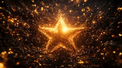 Poster - A high-value star in a digital artwork surrounded by rich textures and layered backgrounds, highlighting themes of exclusivity. Cinematic Scene, 4k resolution, cinematic scene