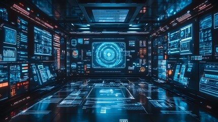 Poster - A hyper-futuristic laboratory setting with holographic screens, glowing data streams, and abstract tech structures reflecting innovation. 4k resolution, cinematic scene