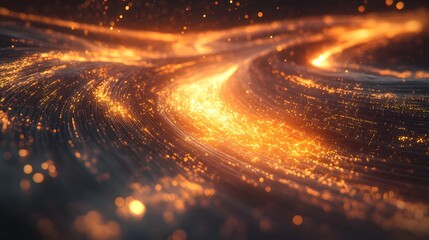 Poster - A surreal digital universe with layers of glowing circuits, swirling particles, and ethereal lights forming a celestial tech world. 4k resolution, cinematic scene