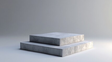 Poster - Empty two steps concrete podium on gray background for product presentation