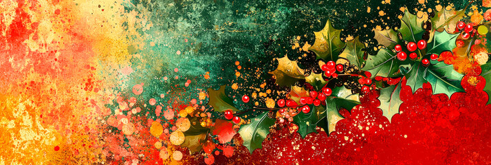 Aufkleber - Abstract poinsettia artwork with bold colors, perfect for Christmas and New Year themes