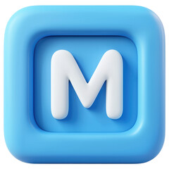 Poster - A blue square with white letters that say M isolated on transparent or white background, png