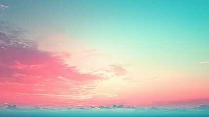 Poster - A stunning sunset paints the horizon with shades of pink and turquoise, casting a serene glow over calm ocean waters, creating a peaceful ambiance