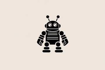Fototapete - Flat design of a simple robot icon, clean lines and neutral background