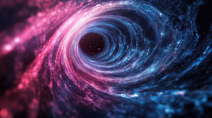Poster - mesmerizing abstract 3D vortex with vibrant pink and blue colors, creating sense of depth and motion, evoking feelings of wonder and exploration