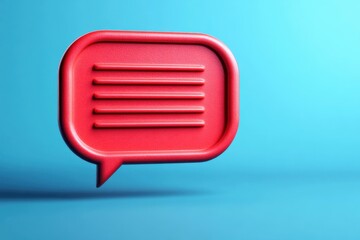 Aufkleber - A red chat bubble icon is displayed against a blue background, representing communication and conversation in a modern digital context.
