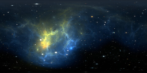 Wall Mural - 360 degree space nebula. giant interstellar cloud with stars, equirectangular projection, environmen