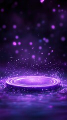 Aufkleber - A vibrant purple circular platform surrounded by shimmering particles and soft light, creating an enchanting, mystical atmosphere.