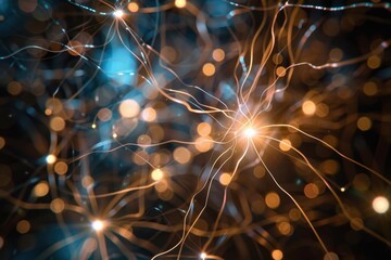 Fototapete - Colorful abstract representation of neural connections illustrating brain activity in a scientific exploration setting