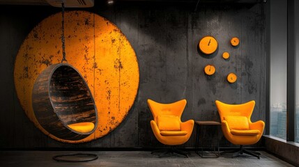 Poster - Create a tranquil lounge space office interior design soothing colors relaxation peaceful atmosphere