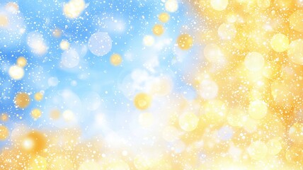 Poster - Soft Bokeh Scene with Shimmering Golden and Blue Hues, Capturing a Dreamy Atmosphere Ideal for Backgrounds or Magical Themes