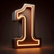 © Rafaela - 3d brown neon 1 number