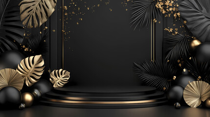 Wall Mural - modeen minimalistic black cubic abstract geometric shapes background wallpaper 3d render illustratio