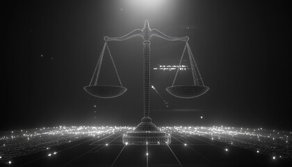 Aufkleber - symbol of justice scale for digital law concept with isolated background generated by AI