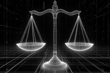 Aufkleber - symbol of justice scale for digital law concept with isolated background generated by AI