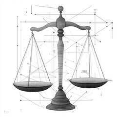 Aufkleber - symbol of justice scale for digital law concept with isolated background generated by AI