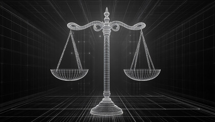 Aufkleber - symbol of justice scale for digital law concept with isolated background generated by AI