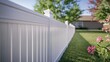 © Panuwat - White picket fence backyard is made wood has vinyl fencing