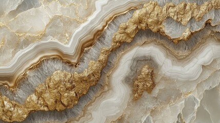 Poster - Elegant Abstract Marble Texture with Golden Veins and Soft Beige Tones Perfect for Backgrounds or Decorative Art Designs