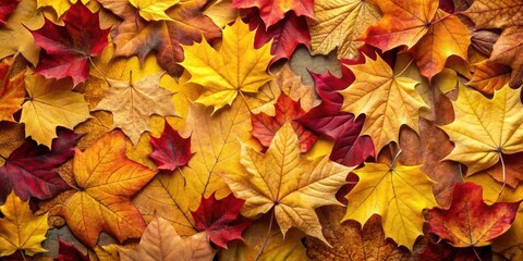 Autumn Leaves Abstract Pattern in Yellow, Red and Brown for Nature Background