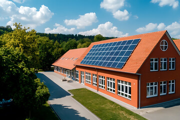 Wall Mural - Promoting renewable energy school's solar panels educate young minds