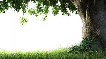 big green tree on white background